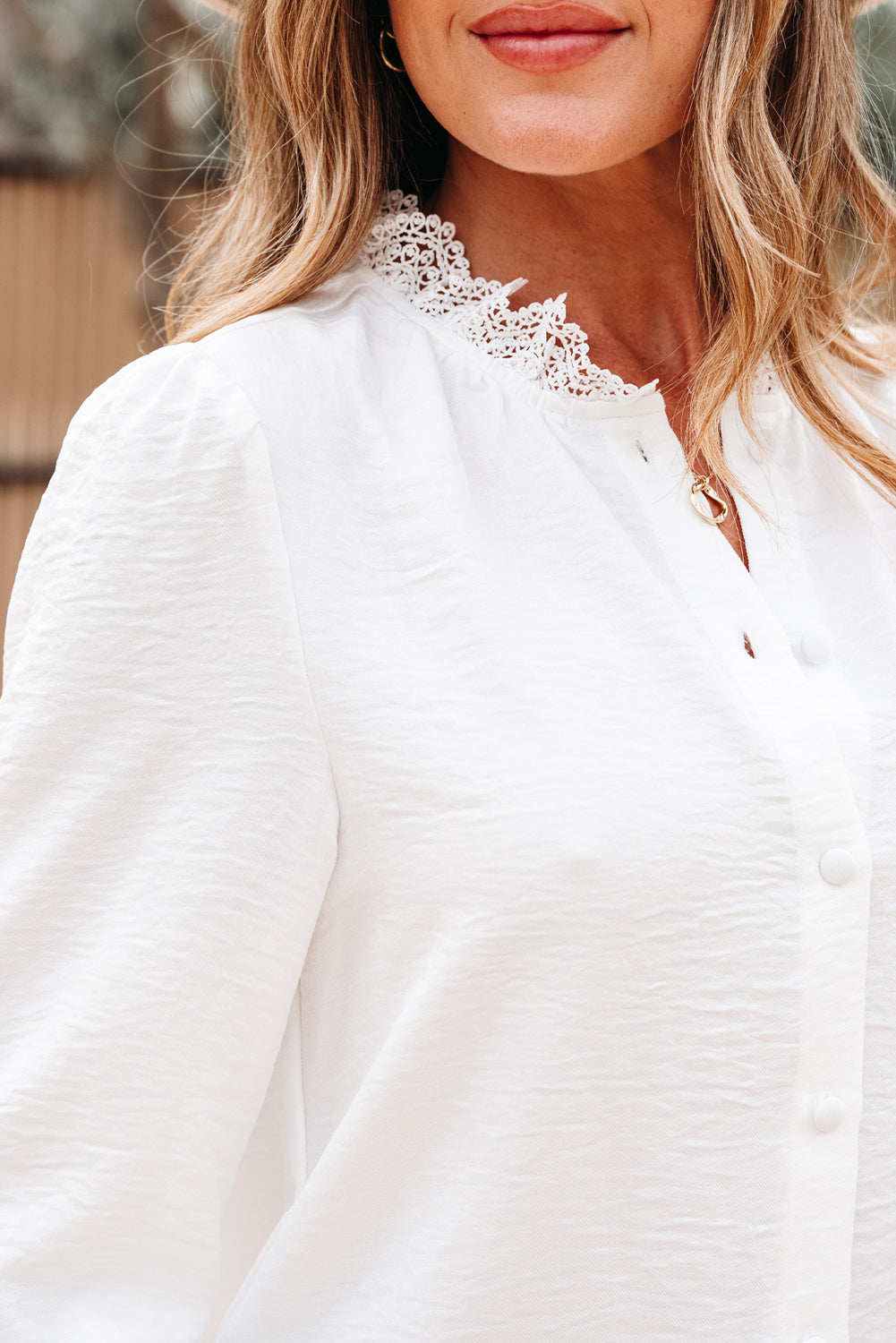 Lace Patchwork Button Up Shirt