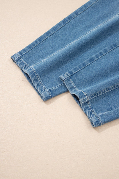 Sky Wash Cuffed Barrel Jeans