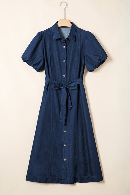 Bubble Short Sleeve Denim Dress