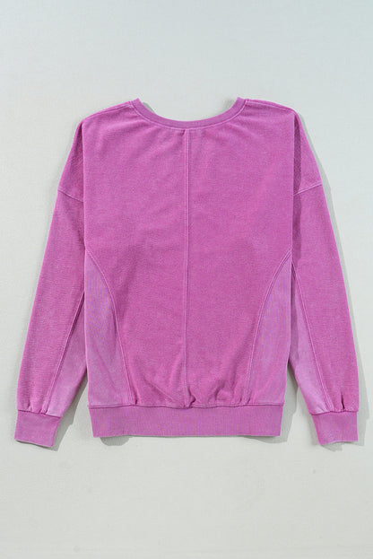 Notched Collar Drop Shoulder Sweatshirt Top