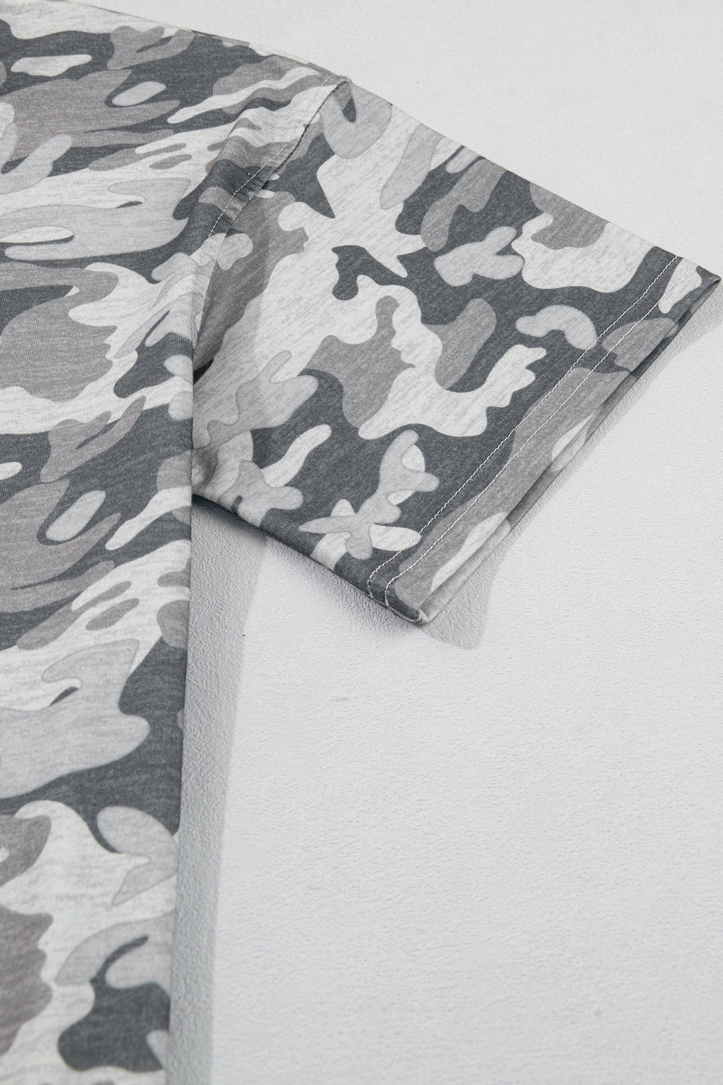V Neck Raw Edge Tee Camo