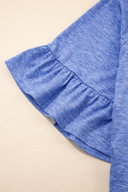 Plus Ruffle Flare Blouse Dusk Blue