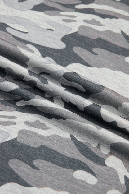V Neck Raw Edge Tee Camo