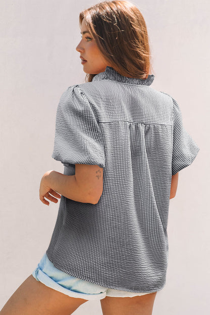 Short Bubble Sleeve Collar Shirt