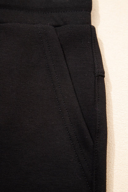 Black Exposed Seam Skinny Jogger Pants