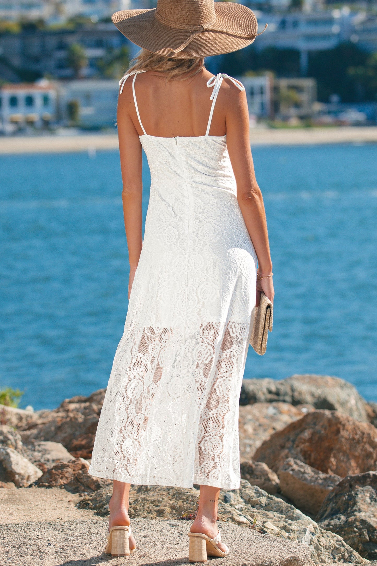 Lace Overlay Long Dress