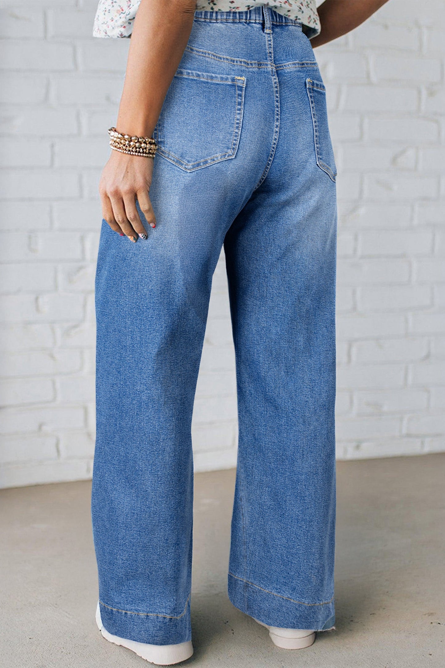 High Rise Lace Tie Whiskered Jeans