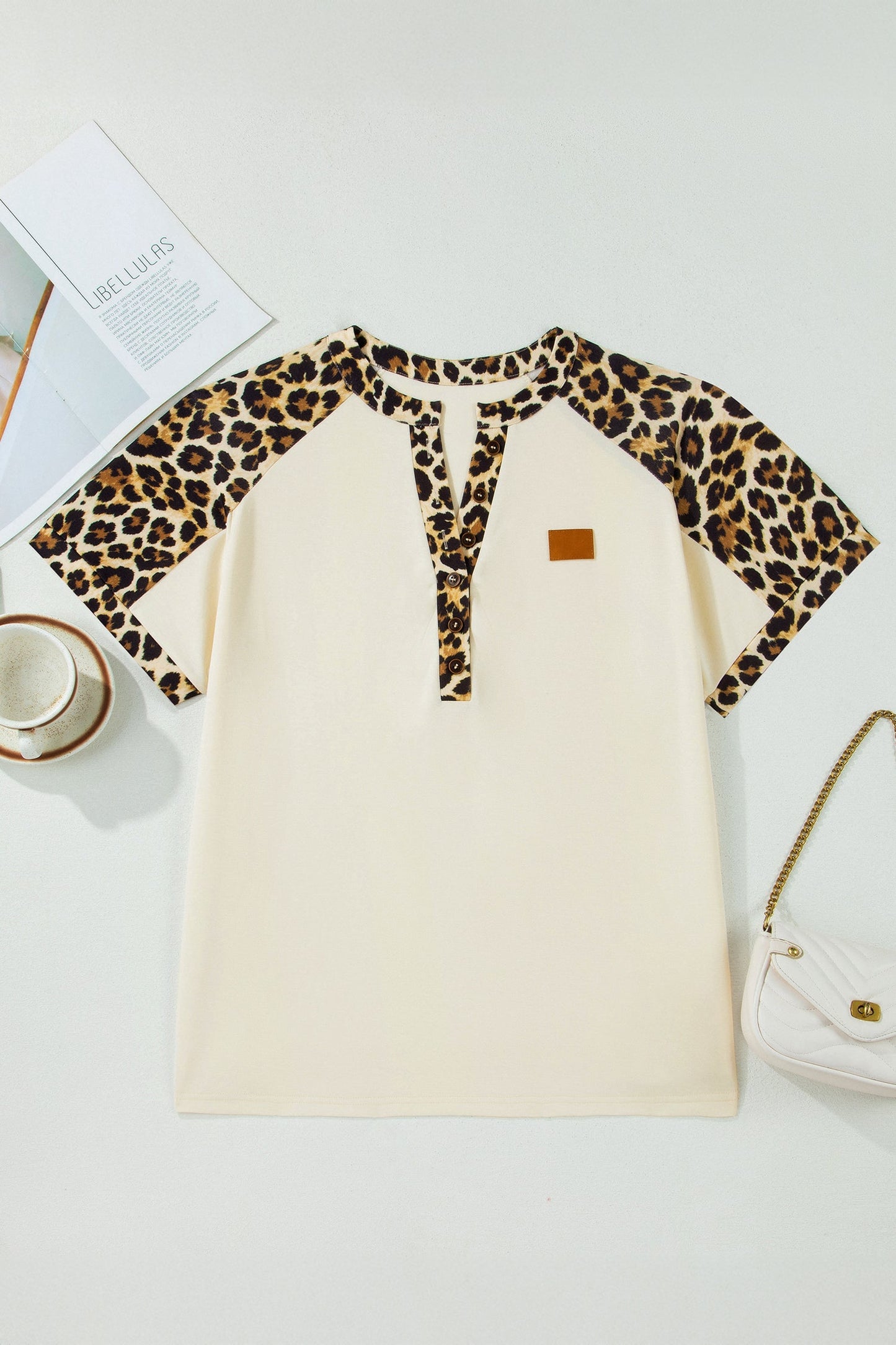 Plus Contrast Leopard Polo Top