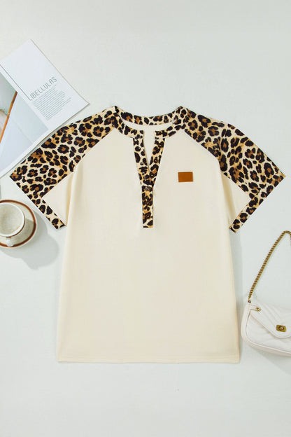 Plus Contrast Leopard Polo Top