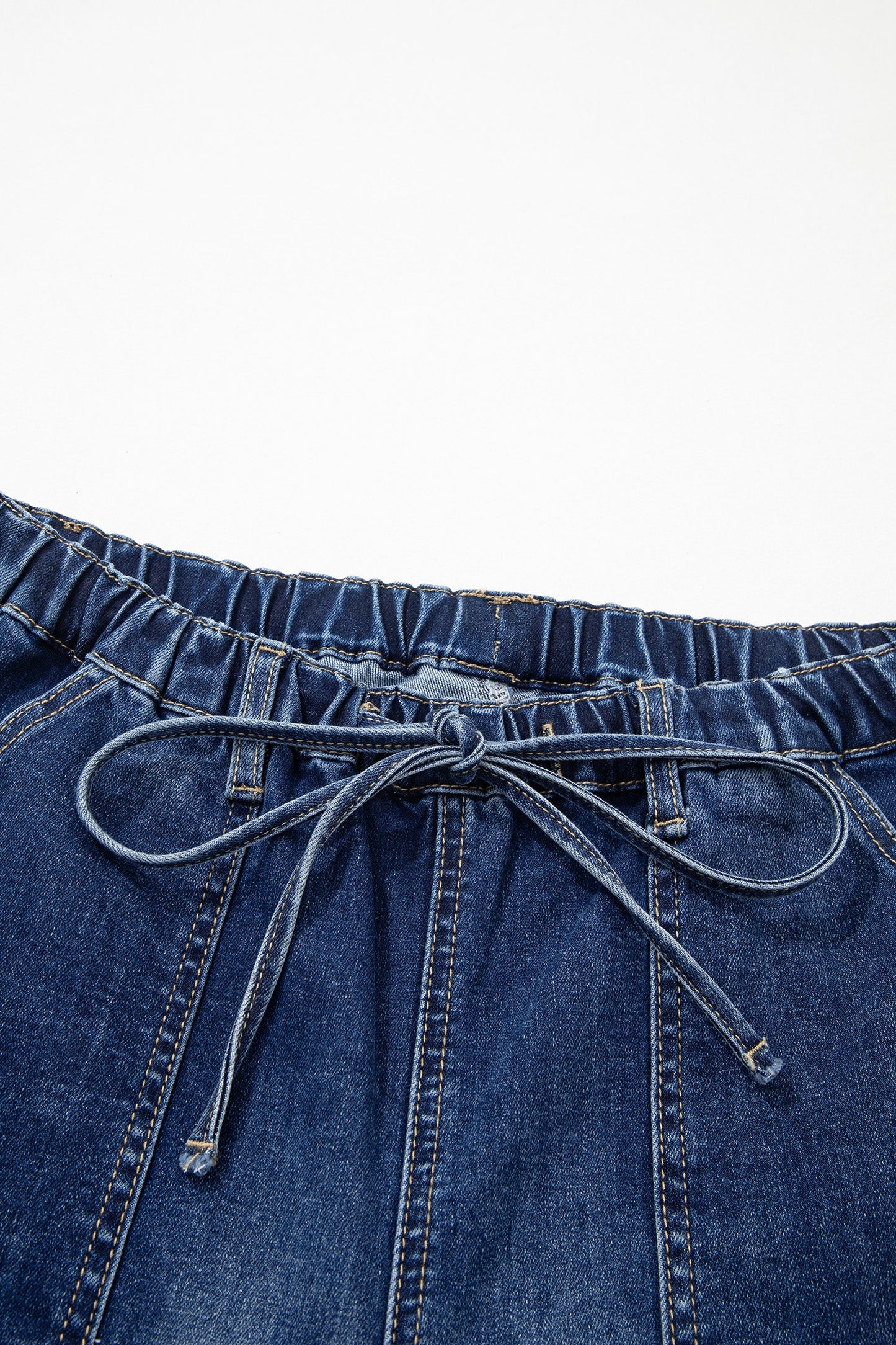 Fray Hem Wide Leg Denim Pants Prussian