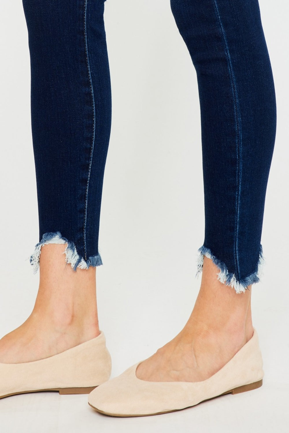 Frayed Ankle Skinny Jeans Dark Rinse
