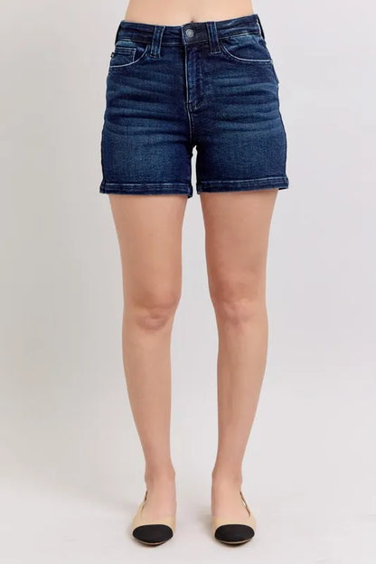 Mid-High Back Flap Denim Shorts