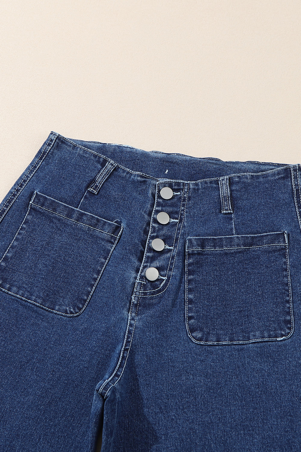 Button Wide Leg Cropped Jeans