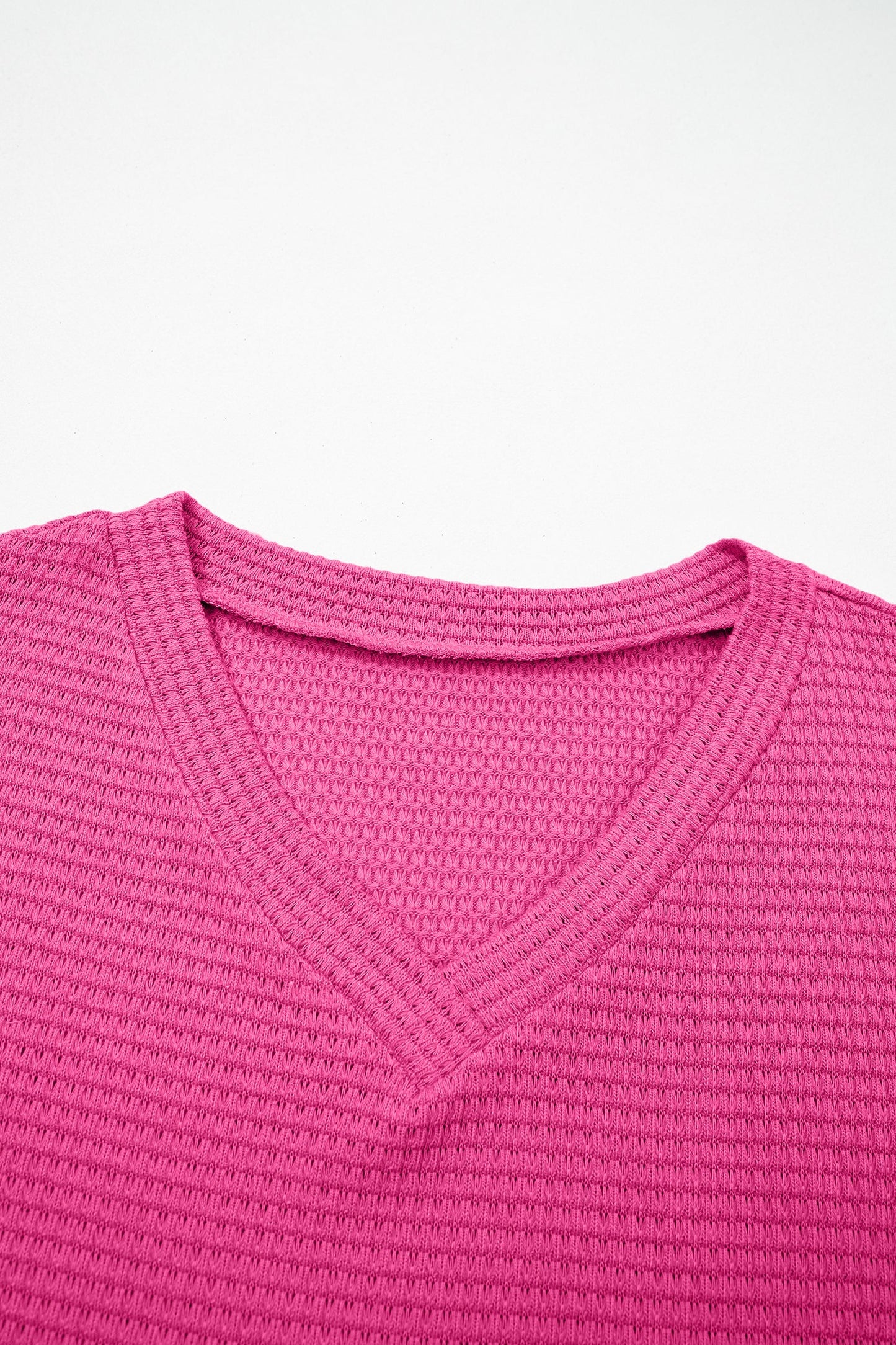 V-Neck Waffle Short Sleeve Top
