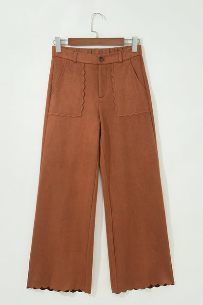 Scalloped Edge Wide Leg Pants
