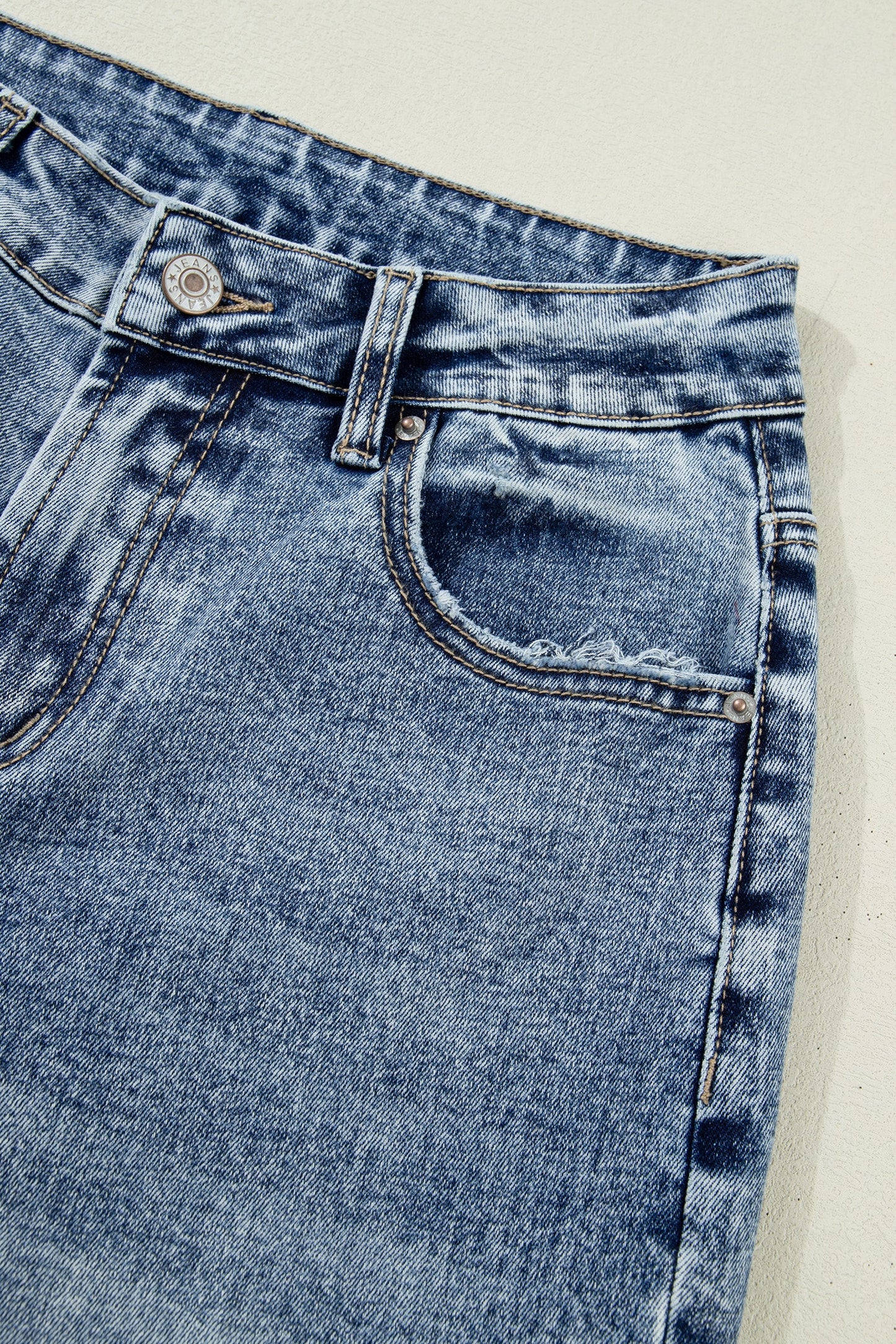 Cuffed Straight Loose Jeans