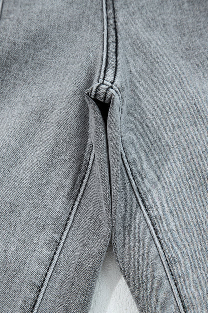 Fray Hem Wide Leg Denim Pants