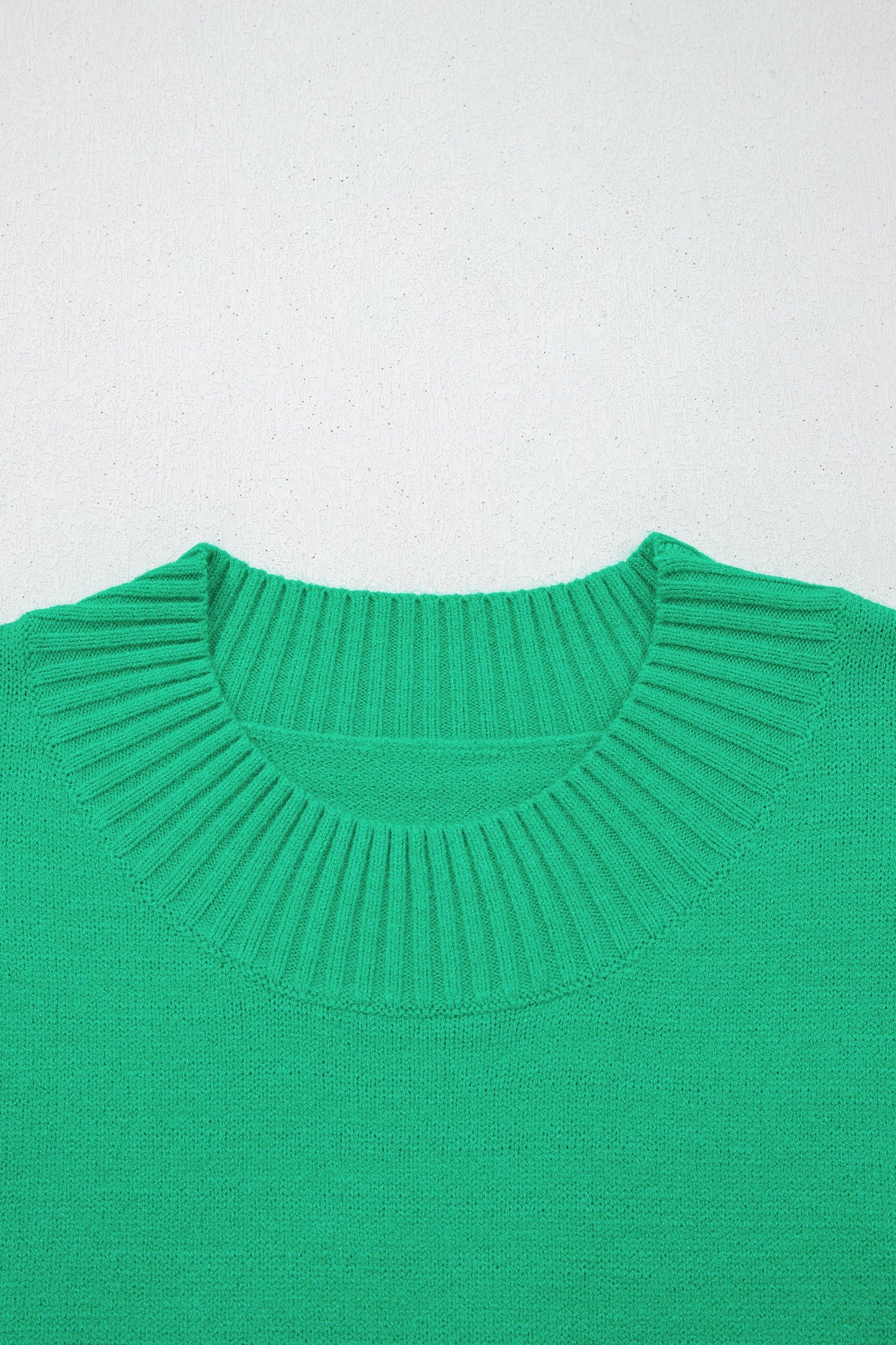 Ruffle Short Sleeve Sweater Top Green