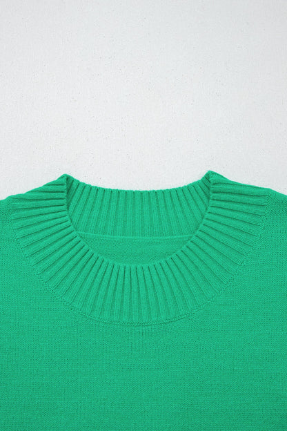 Ruffle Short Sleeve Sweater Top Green