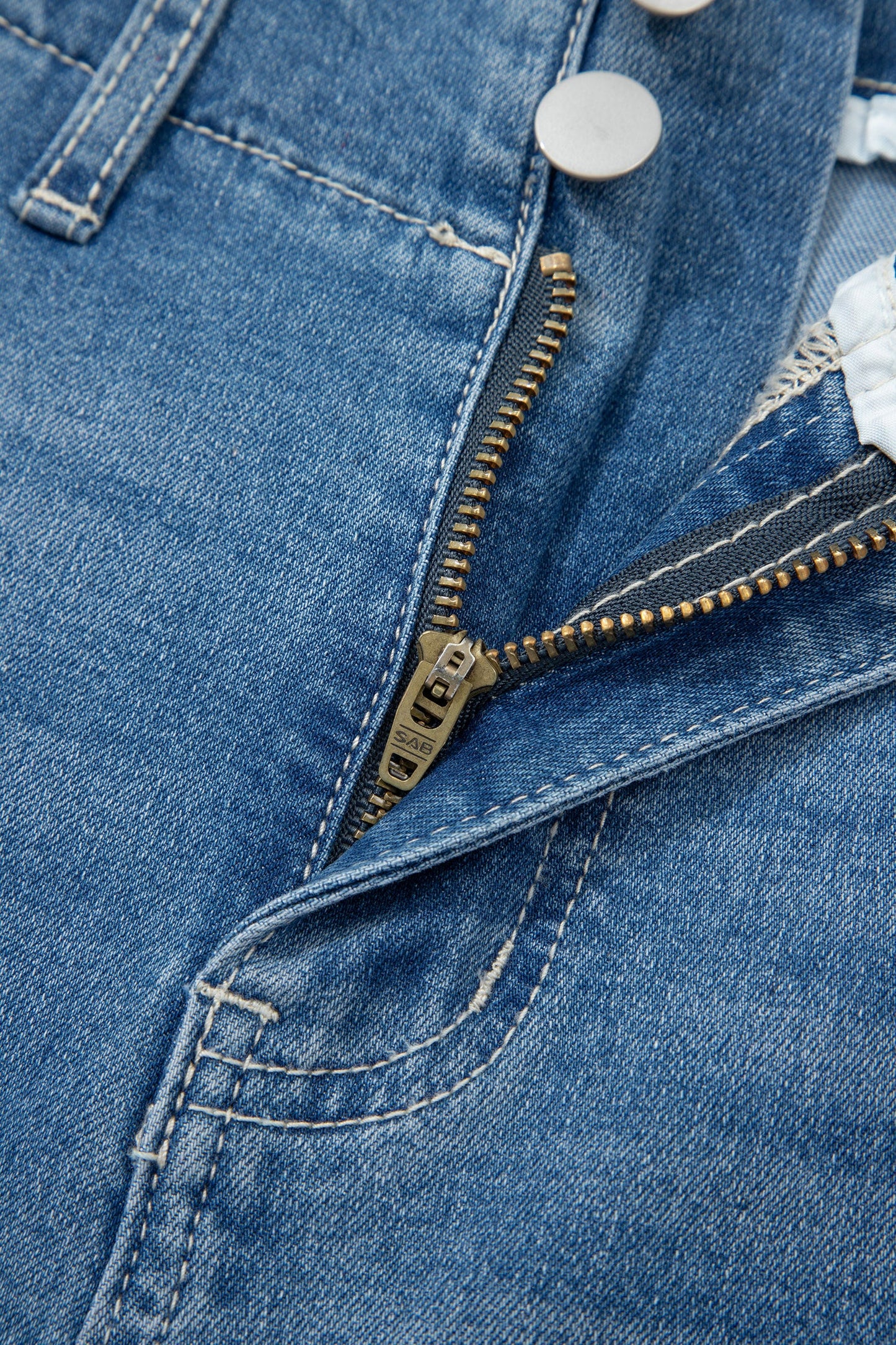 Sky Wash Cuffed Barrel Jeans