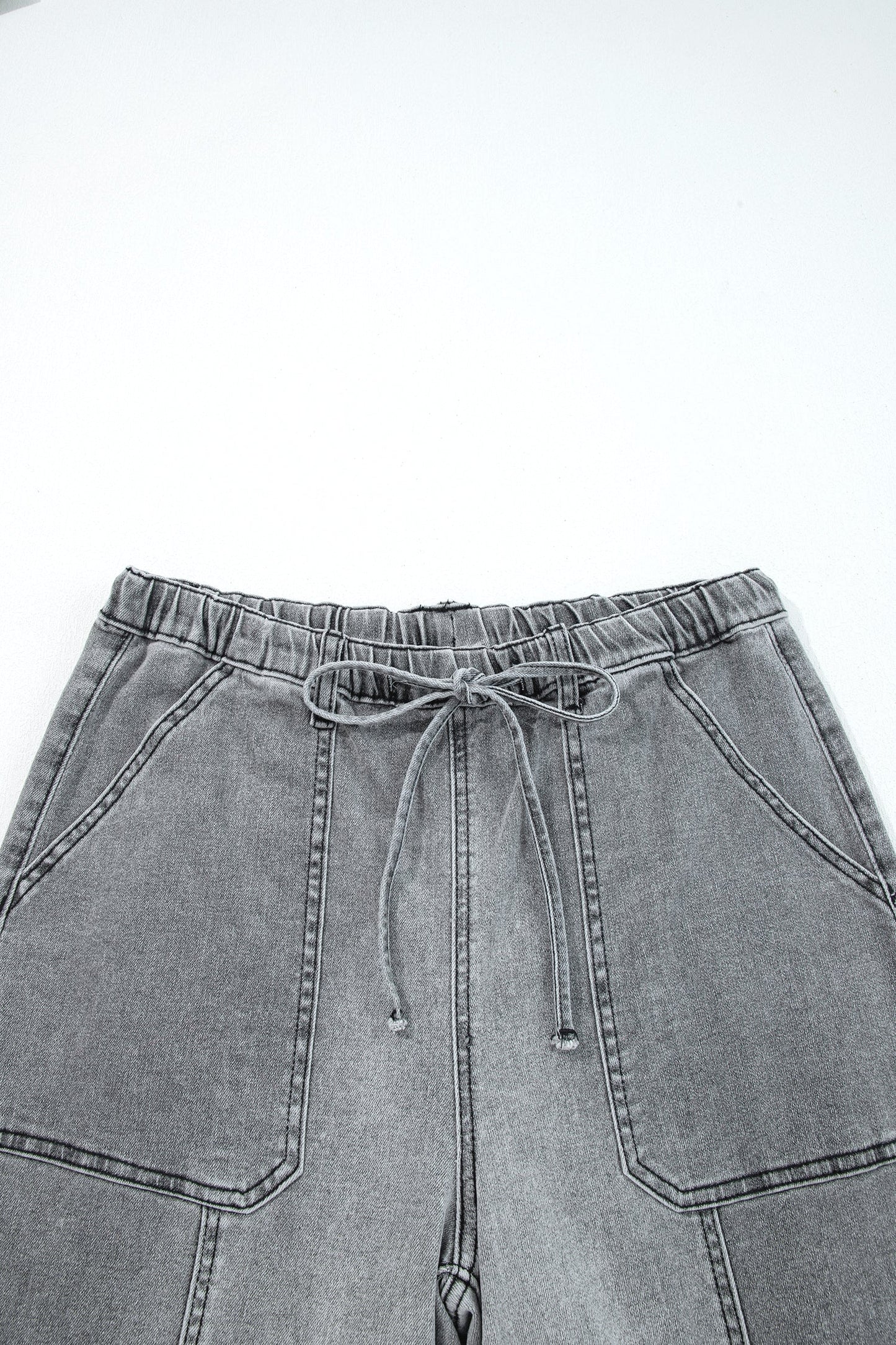 Fray Hem Wide Leg Denim Pants