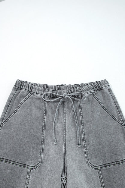 Fray Hem Wide Leg Denim Pants
