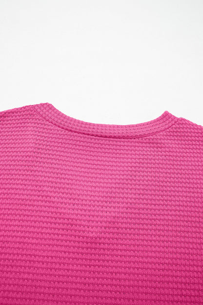 V-Neck Waffle Short Sleeve Top