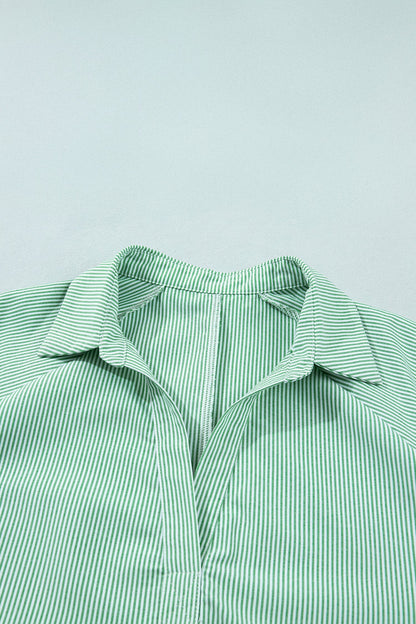 Plus Collar Tie Sleeve Blouse