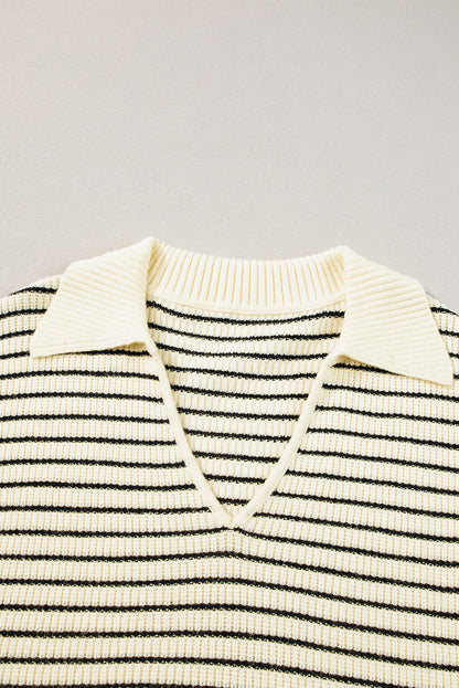Stripe Turn Down Sweater Tank