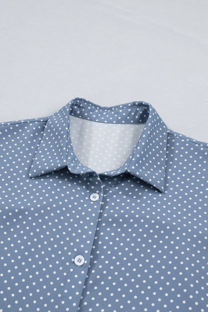 Cuffed Dot Short Sleeve Button Shirt