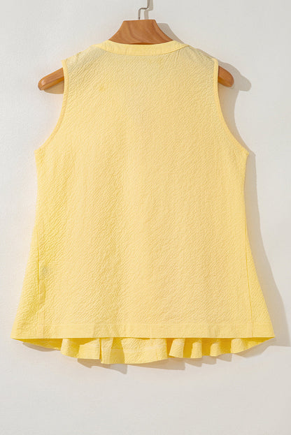 Notched Pleated Tank Top