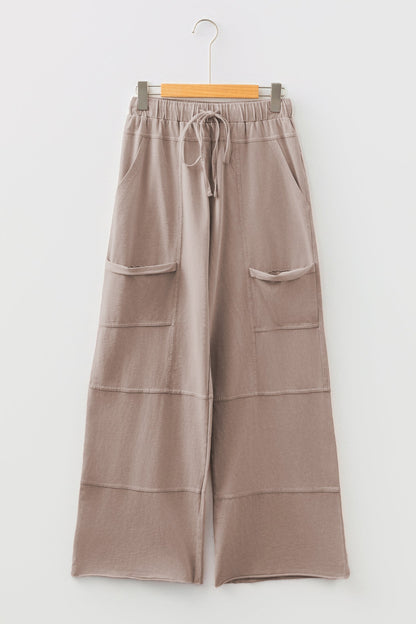 Exposed Seam Wide Leg Cargo Pants