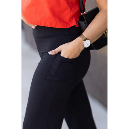 Black Wide Straight Leg Full Length Pants