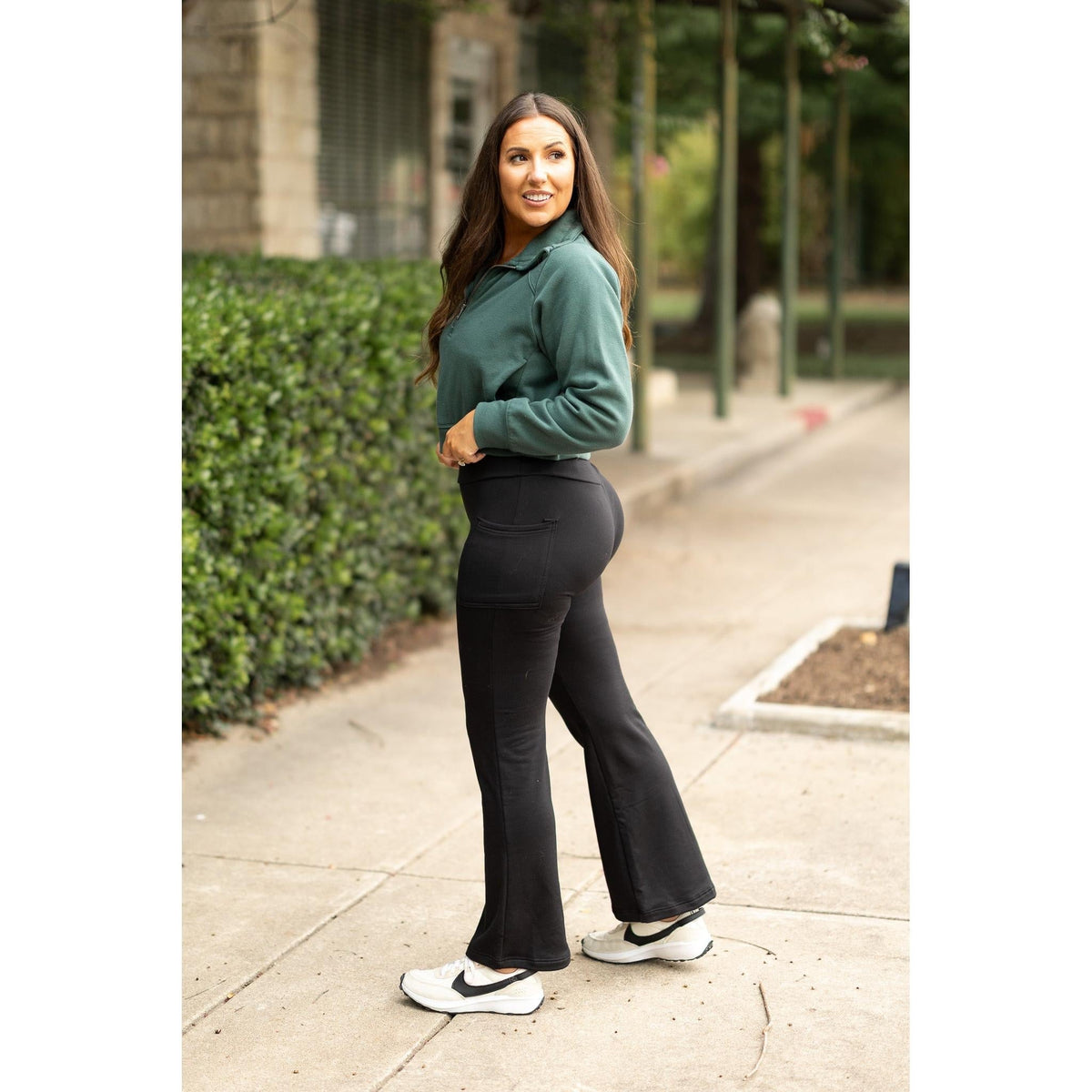 Black Fleece Lined Bootcut Leggings