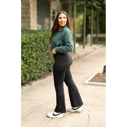 Black Fleece Lined Bootcut Leggings
