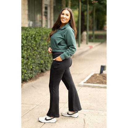 Black Fleece Lined Bootcut Leggings
