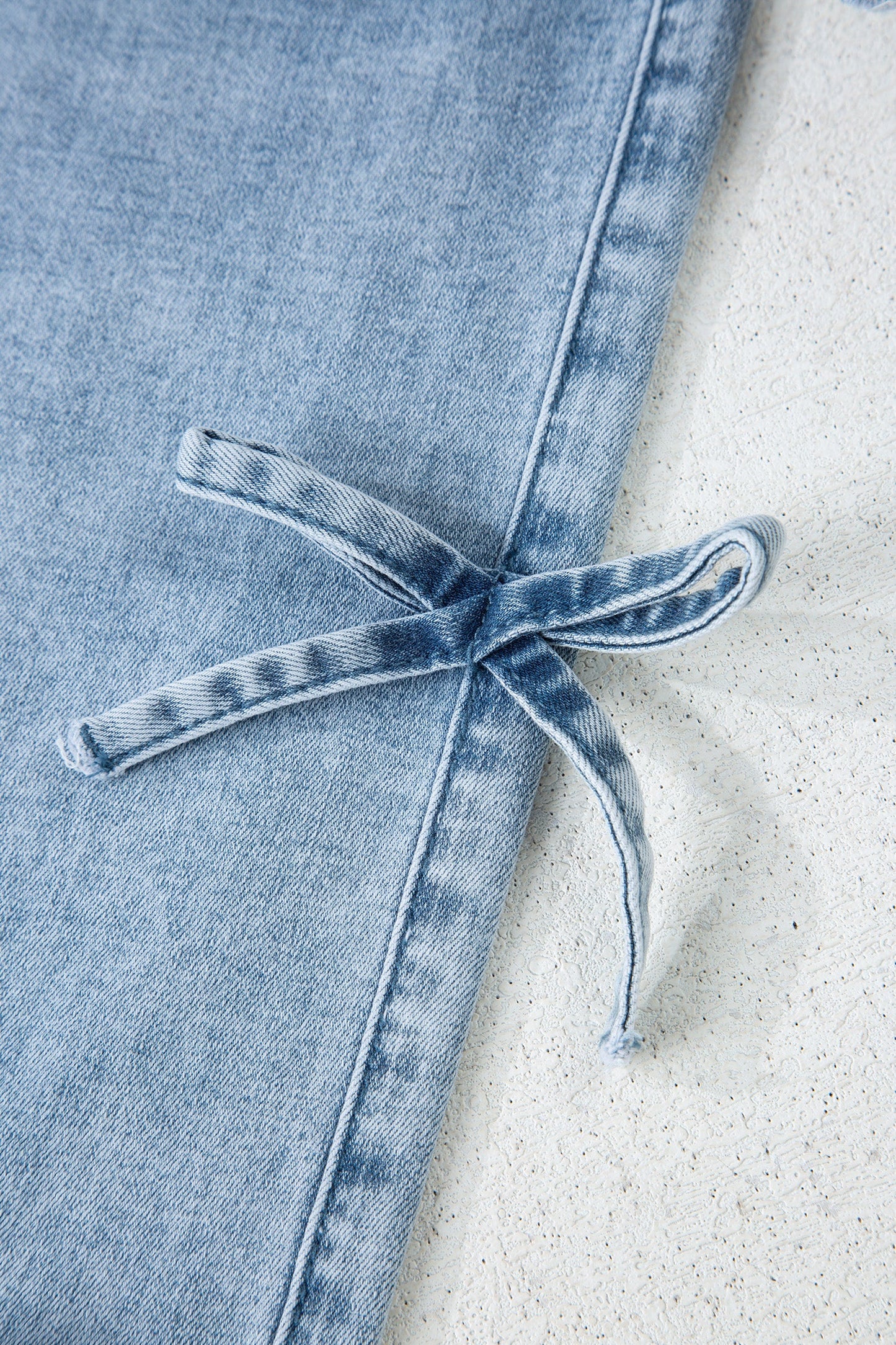 Bow Knot Side Straight Leg Jeans