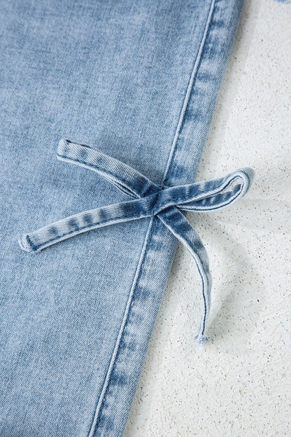 Bow Knot Side Straight Leg Jeans
