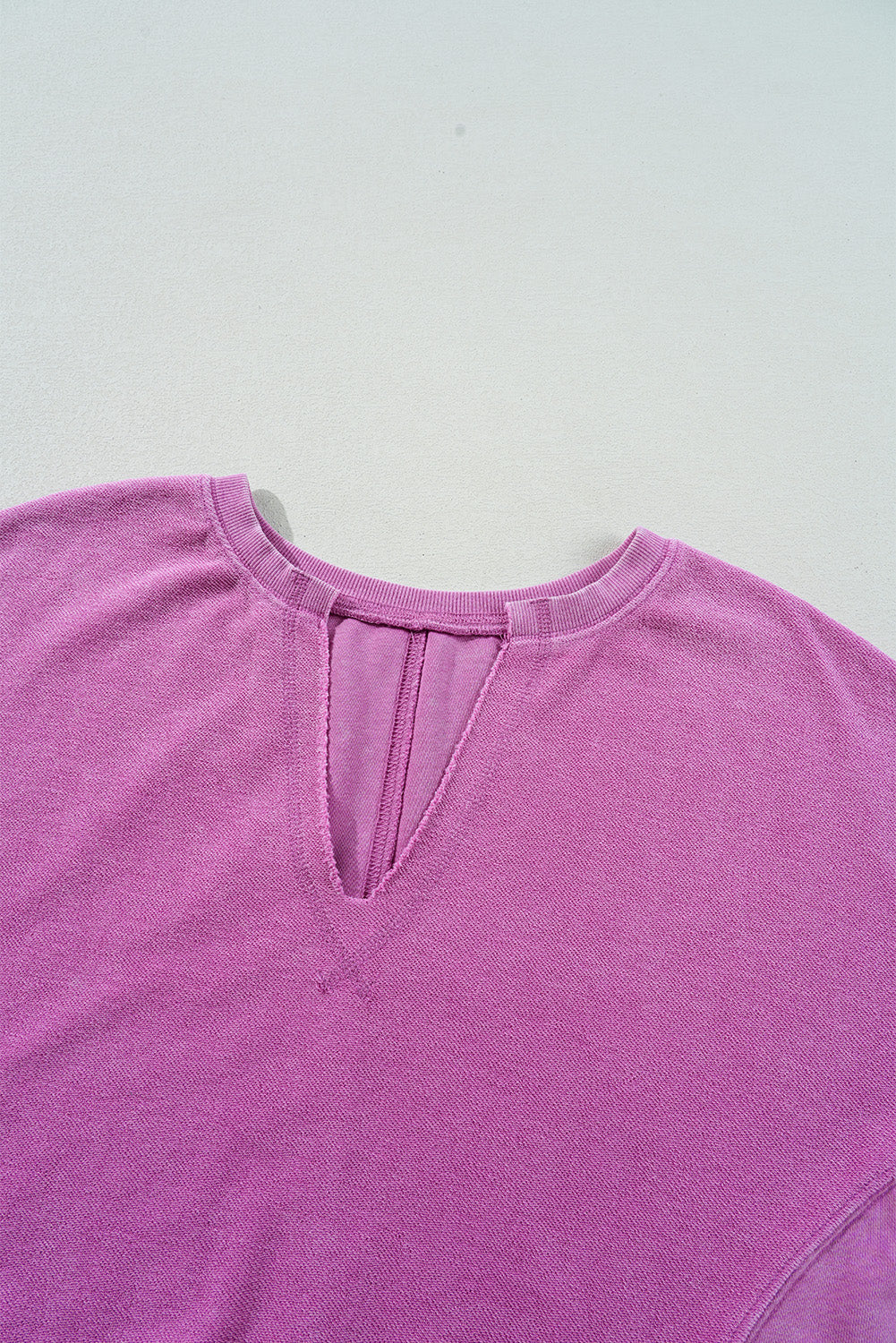 Notched Collar Drop Shoulder Sweatshirt Top