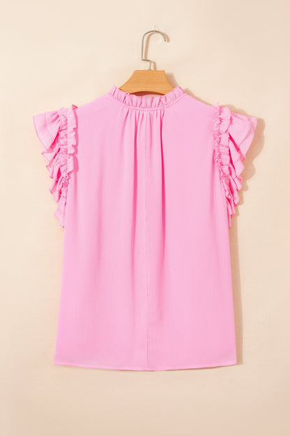 Plus Ruffle Short Sleeve Blouse