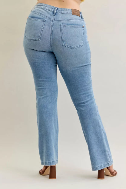 Mid Rise Bootcut Patch Pocket Jeans