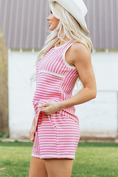 Contrast Trim Casual Tank & Shorts Set