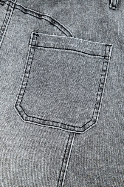 Fray Hem Wide Leg Denim Pants