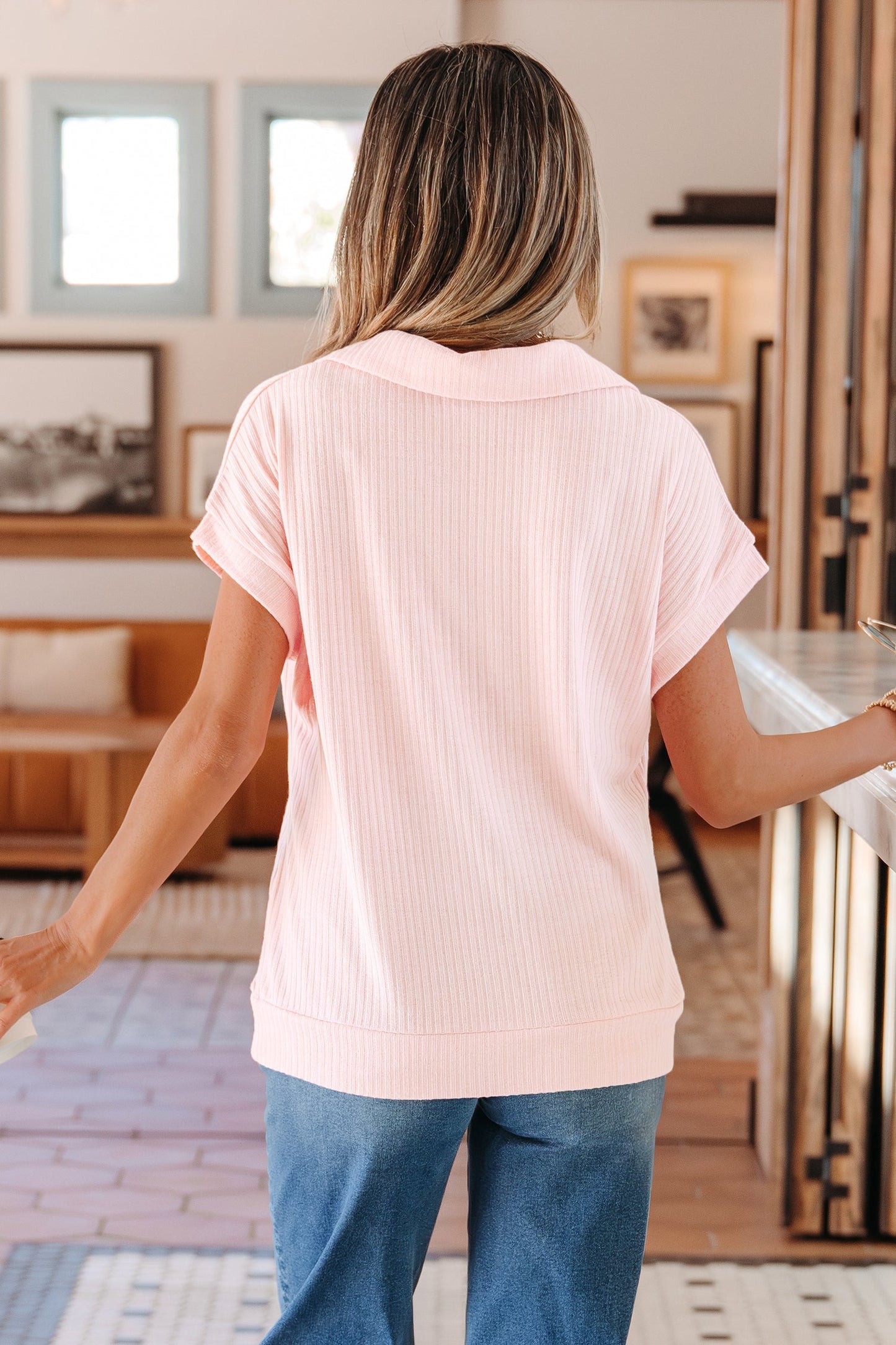 Ribbed Collar Shirt