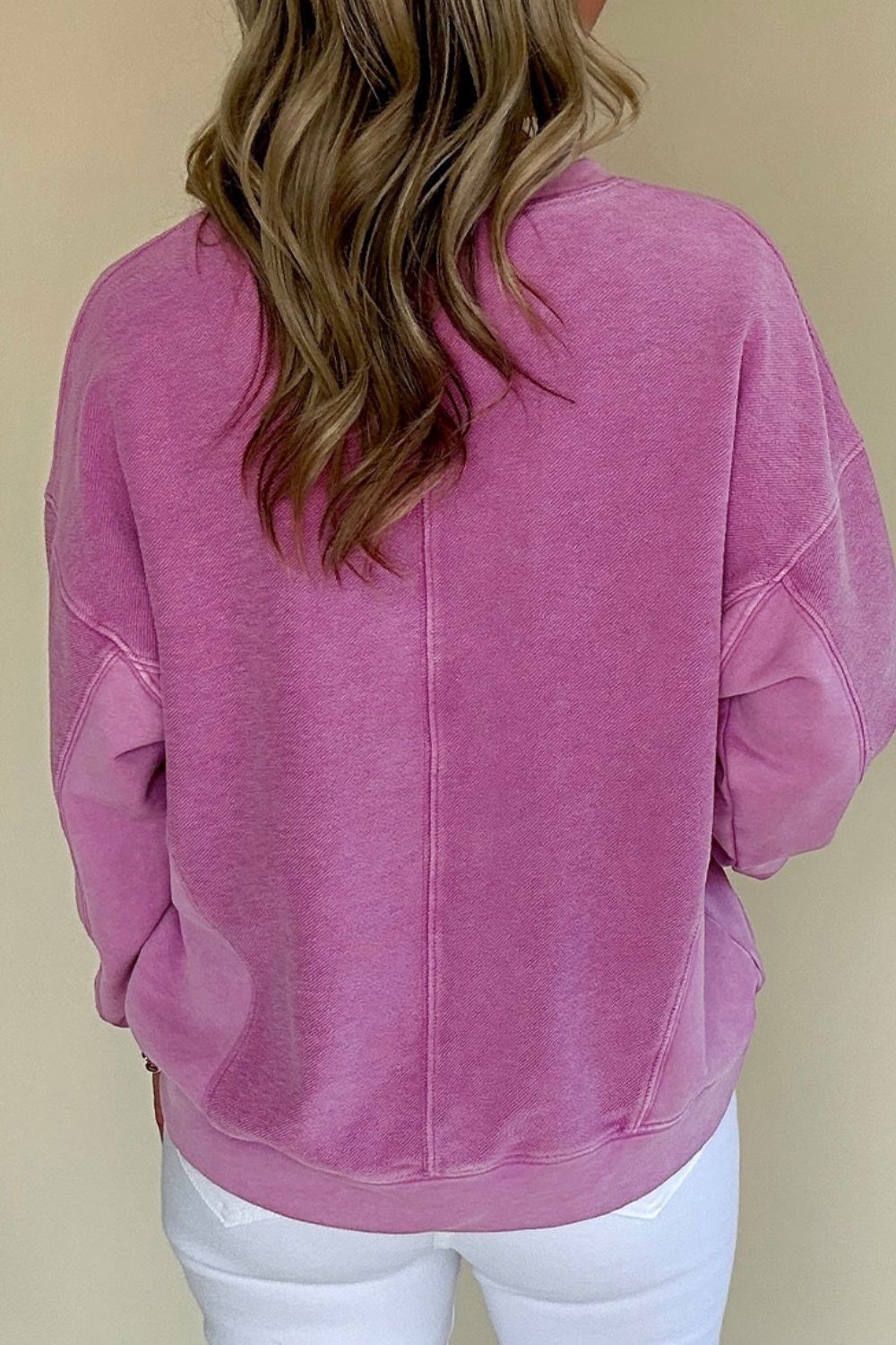 Notched Collar Drop Shoulder Sweatshirt Top
