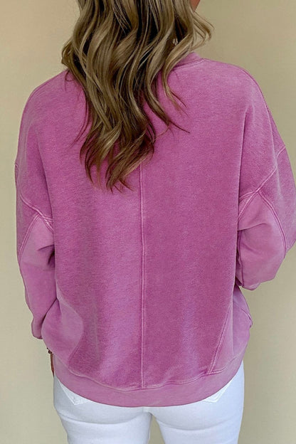 Notched Collar Drop Shoulder Sweatshirt Top