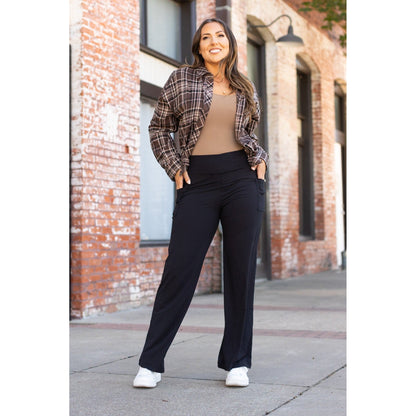 Black Wide Straight Leg Full Length Pants