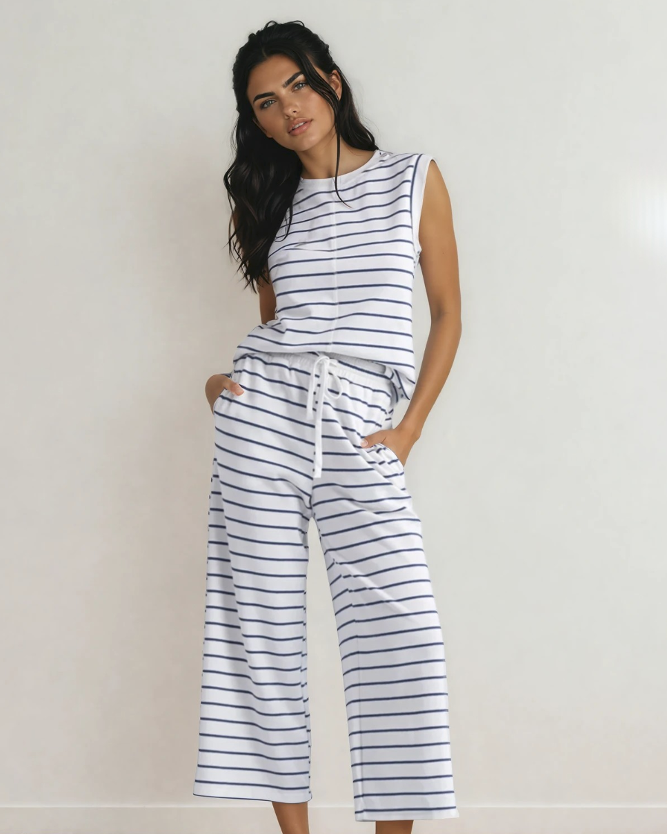 Set Sail Striped Tee & Wide Leg Pants Set