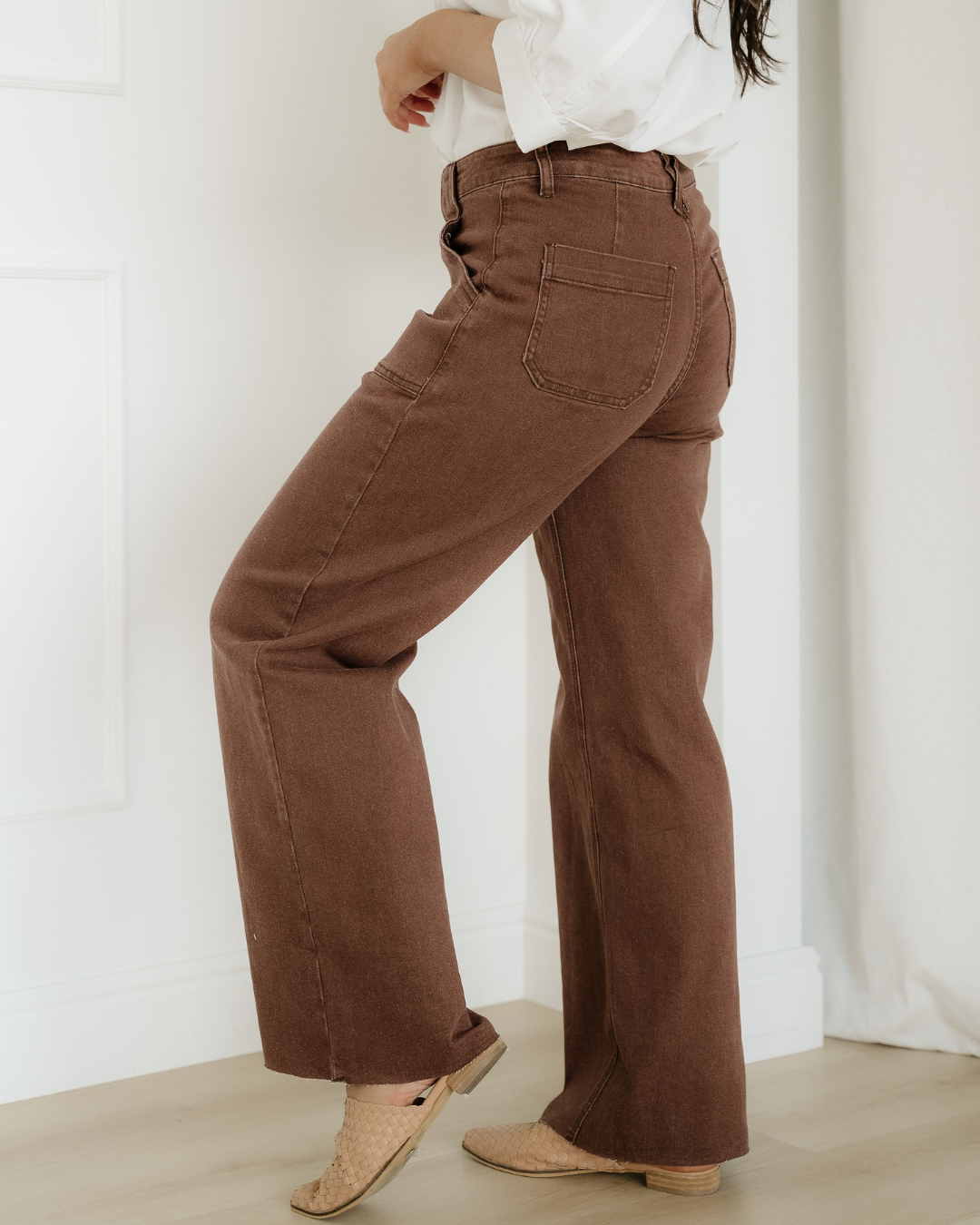 Patch Pocket Denim Brown