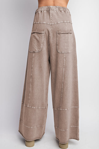 Exposed Seam Wide Leg Cargo Pants